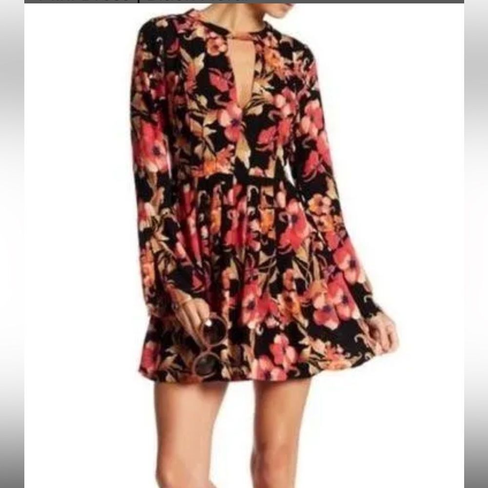 FREE PEOPLE | Tegan Printed Long Sleeve Mini Flower Dress Size 8